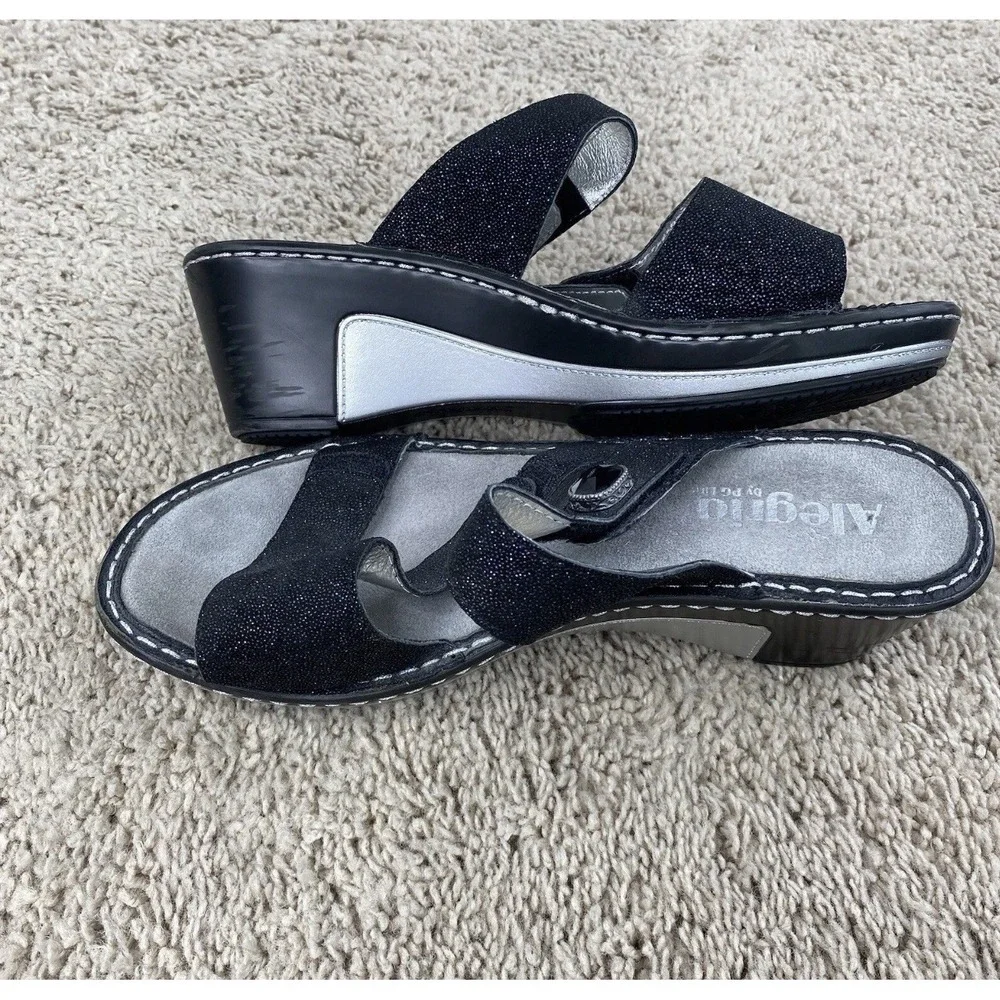 Alegria Loti Glitteroti Platform Sandals Size 38 Glitter Festive Slip‎ Resistant